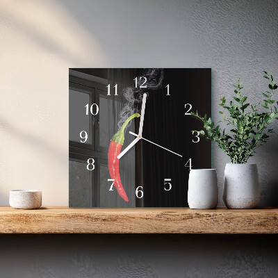 Square wall clock Chili pepper