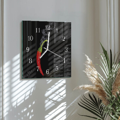 Square wall clock Chili pepper