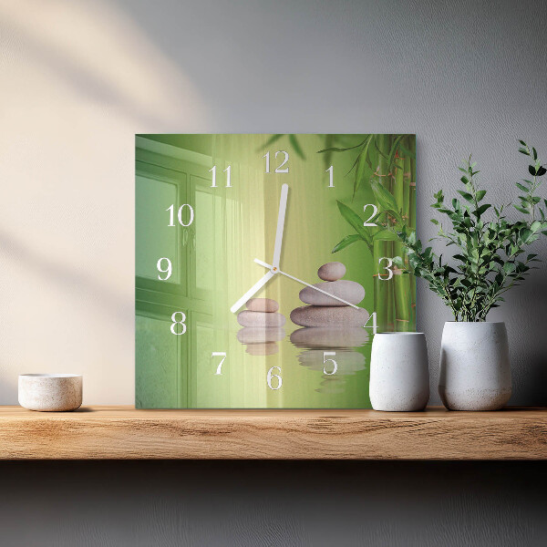 Square wall clock Zen stones