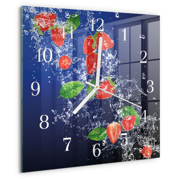 Square wall clock Strawberries