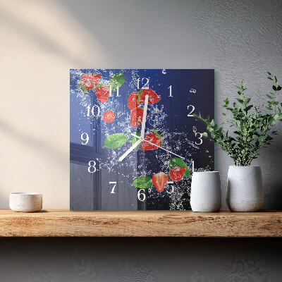 Square wall clock Strawberries