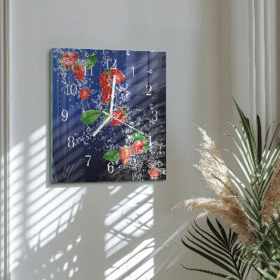 Square wall clock Strawberries