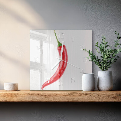 Square wall clock Chili pepper