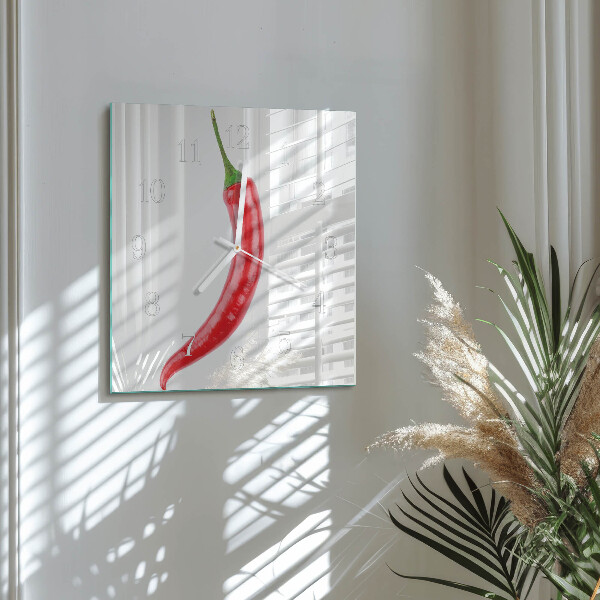 Square wall clock Chili pepper