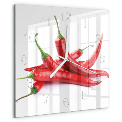 Square wall clock Chili peppers