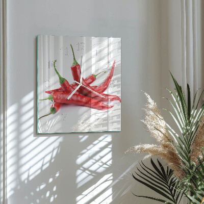 Square wall clock Chili peppers