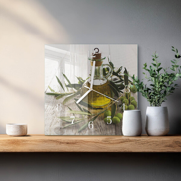 Square wall clock Olive oil