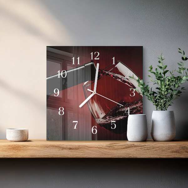 Square wall clock Wine glass