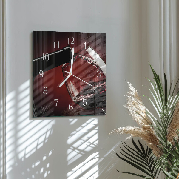 Square wall clock Wine glass