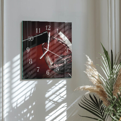 Square wall clock Wine glass