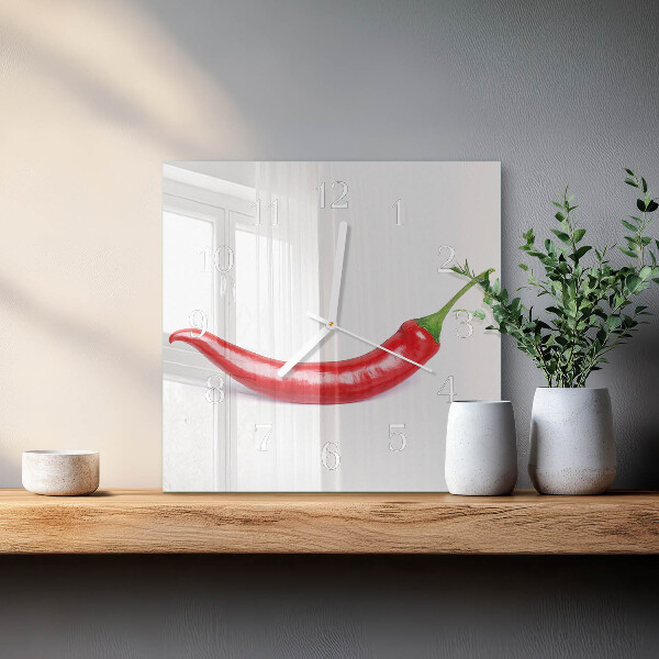 Square wall clock Chili pepper