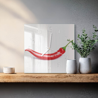 Square wall clock Chili pepper
