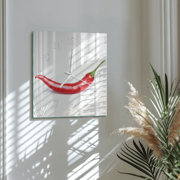 Square wall clock Chili pepper