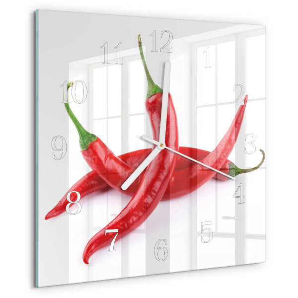 Square wall clock Chili peppers
