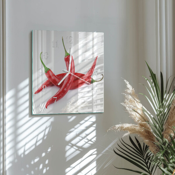 Square wall clock Chili peppers