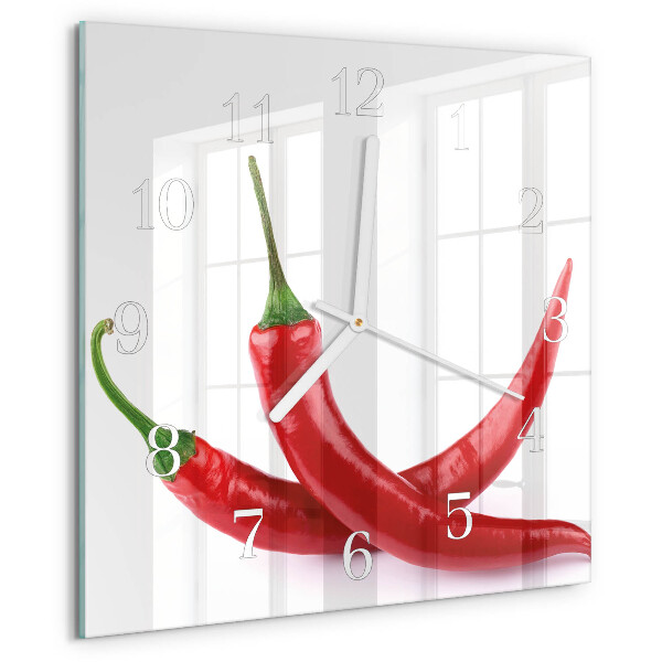 Square wall clock Chili peppers