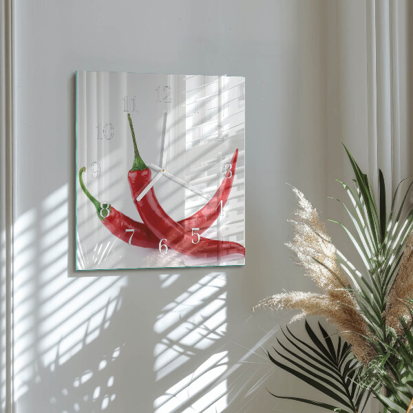 Square wall clock Chili peppers