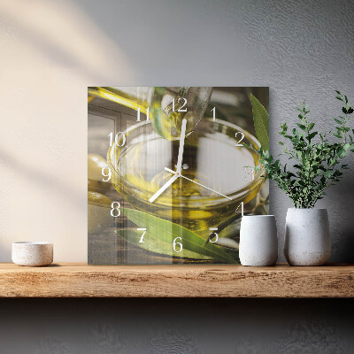 Square wall clock Olive oil