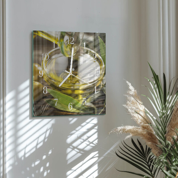 Square wall clock Olive oil
