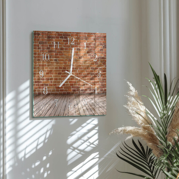 Square wall clock Brick Wall
