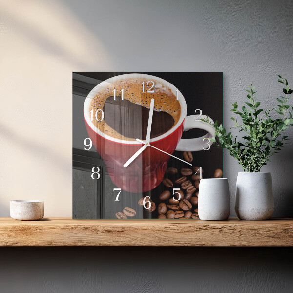 Square wall clock Cup of Coffee