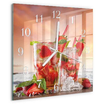 Square wall clock Strawberries