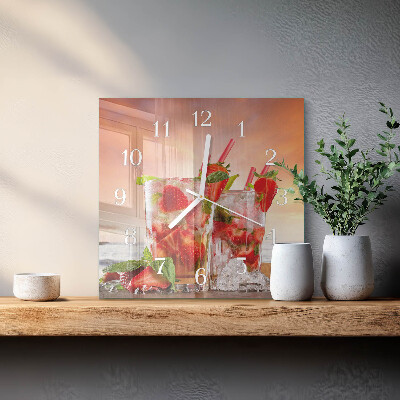 Square wall clock Strawberries
