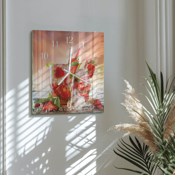 Square wall clock Strawberries