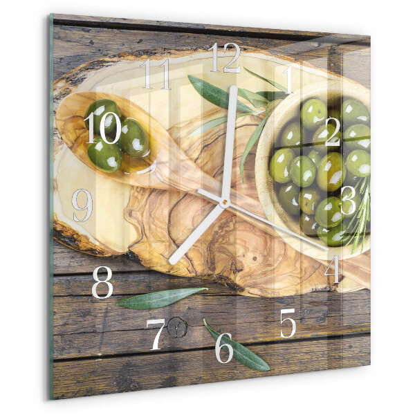Square wall clock Olive Wood