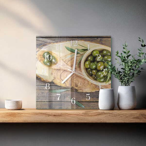 Square wall clock Olive Wood
