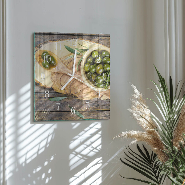 Square wall clock Olive Wood