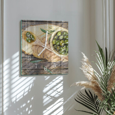 Square wall clock Olive Wood