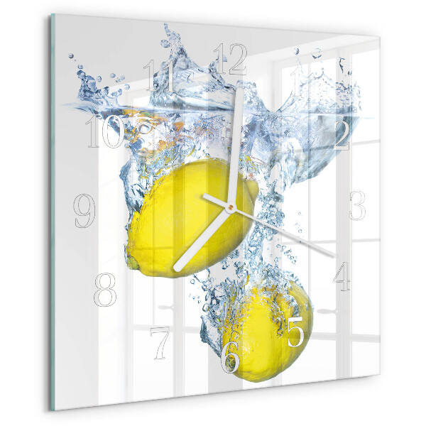 Square wall clock Lemons in water