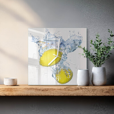 Square wall clock Lemons in water