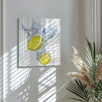 Square wall clock Lemons in water
