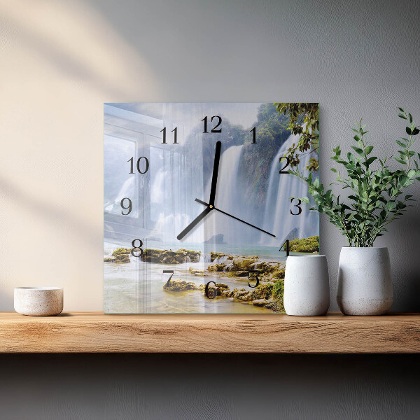 Square wall clock Waterfall