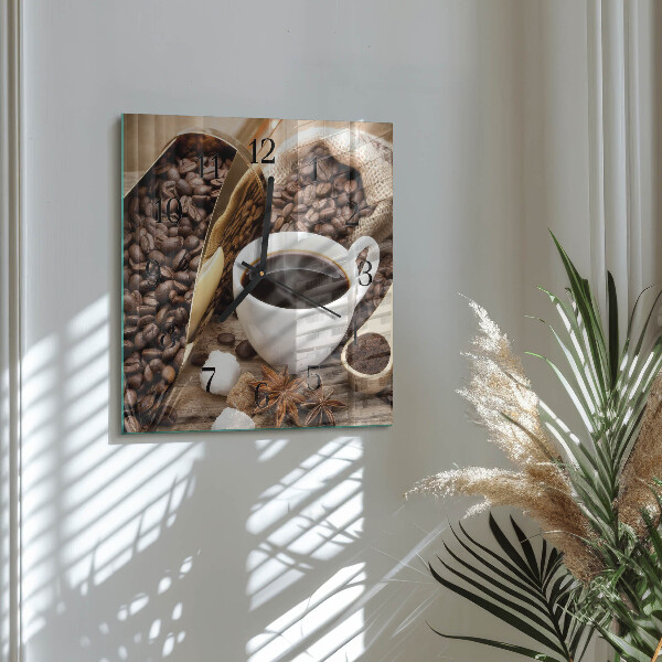 Square wall clock Coffee