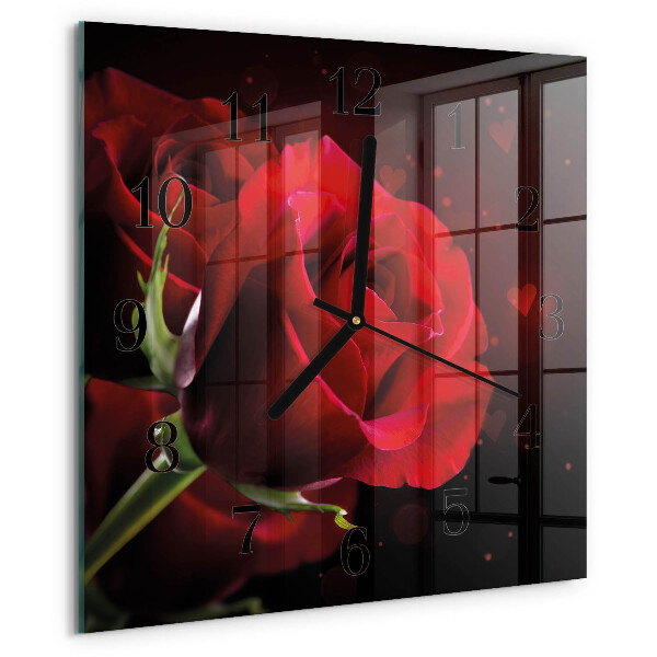 Square wall clock Roses
