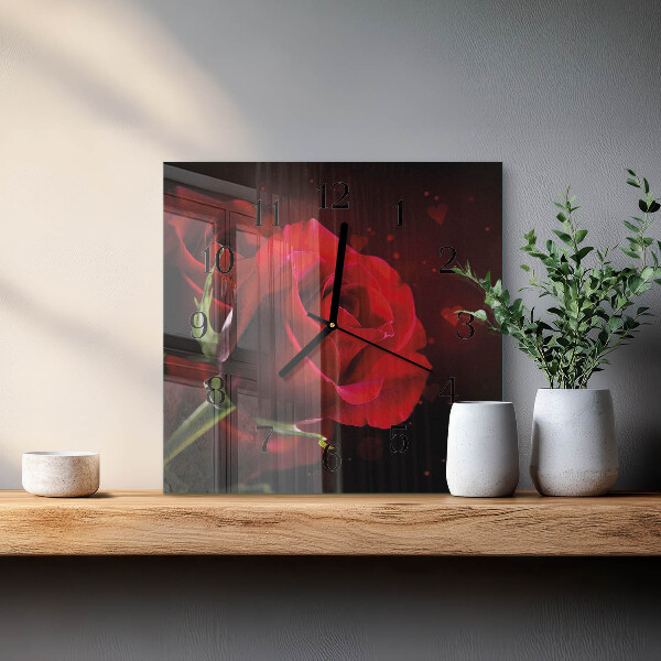 Square wall clock Roses