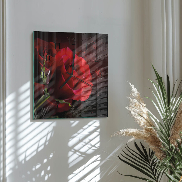 Square wall clock Roses