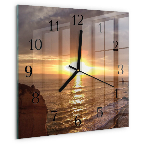 Square wall clock Sunset