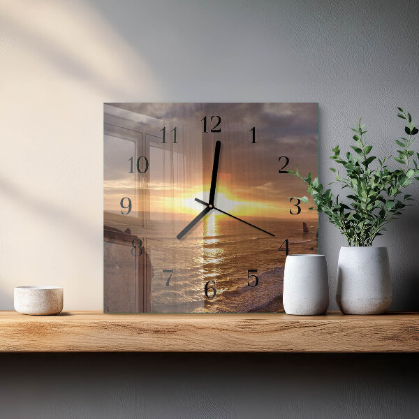 Square wall clock Sunset