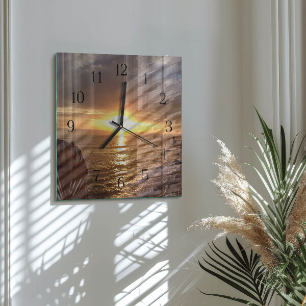 Square wall clock Sunset
