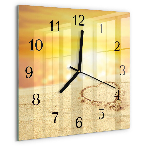 Square wall clock Heart in the Sand
