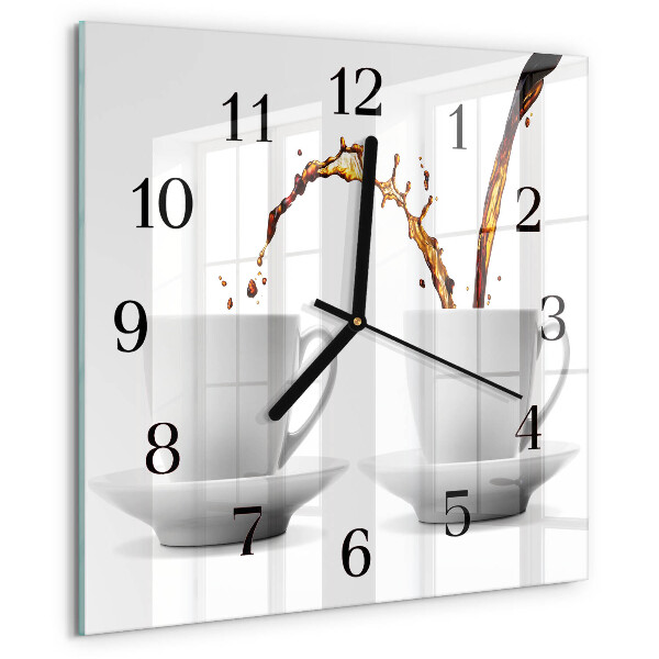 Square wall clock Cups of coffee