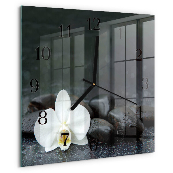 Square wall clock Flower and stones