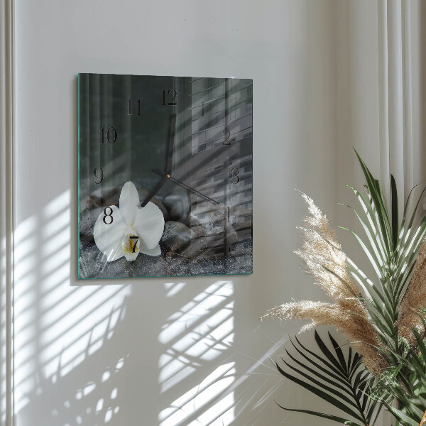 Square wall clock Flower and stones