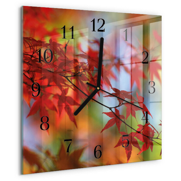 Square wall clock Maple Leaves