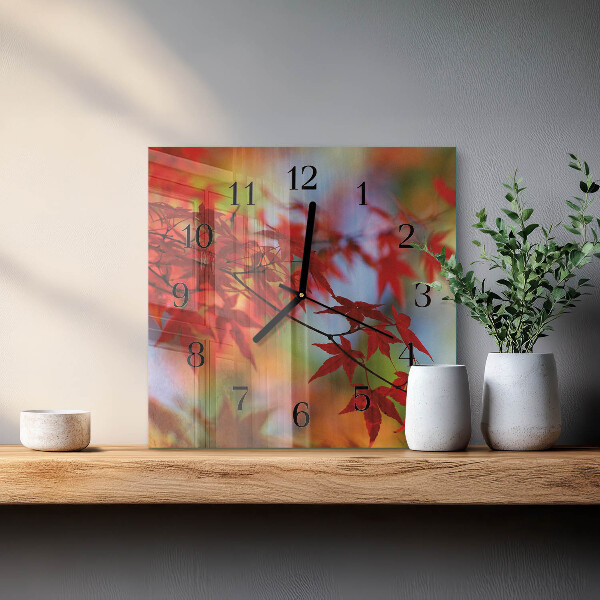 Square wall clock Maple Leaves