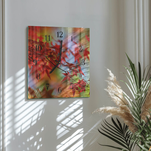 Square wall clock Maple Leaves